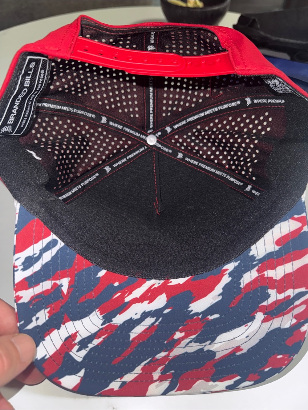Branded bills Red Patriotic Baseball Cap with American Flag - Picture 3 of 3